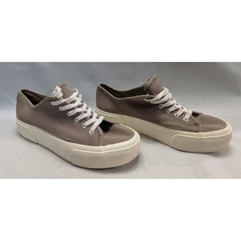 H&M Canvas Platform Sneakers Womens 9.5 Taupe Brown Good Low Top 0976816